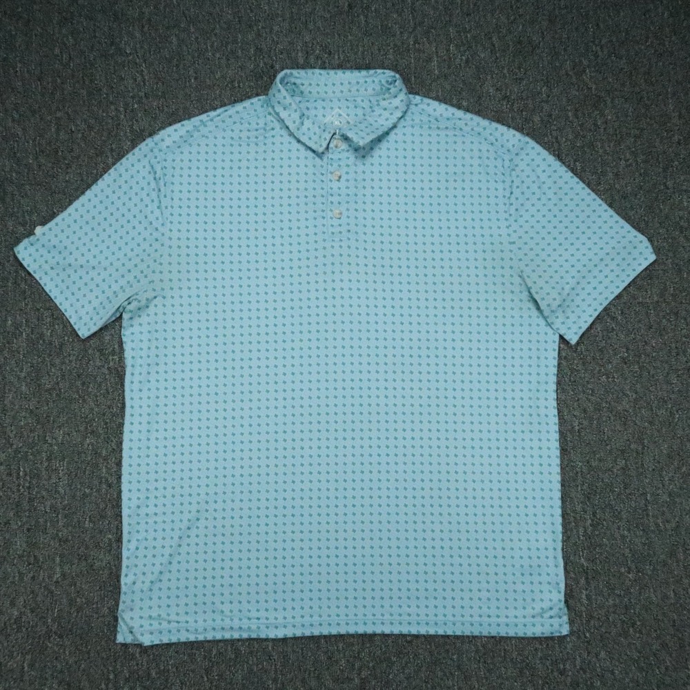 Burlebo Shirt Men XL Blue Texas Print Performance Polo Short Sleeve Stretch